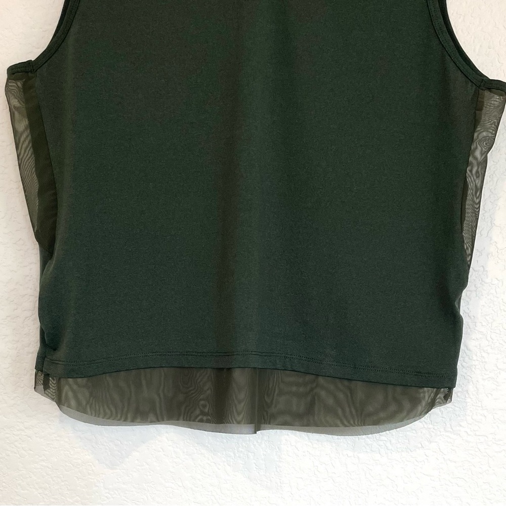 ZYIA V-Neck Tank Top with Mesh insets - Deep Olive Green LARGE - Picture 3 of 9